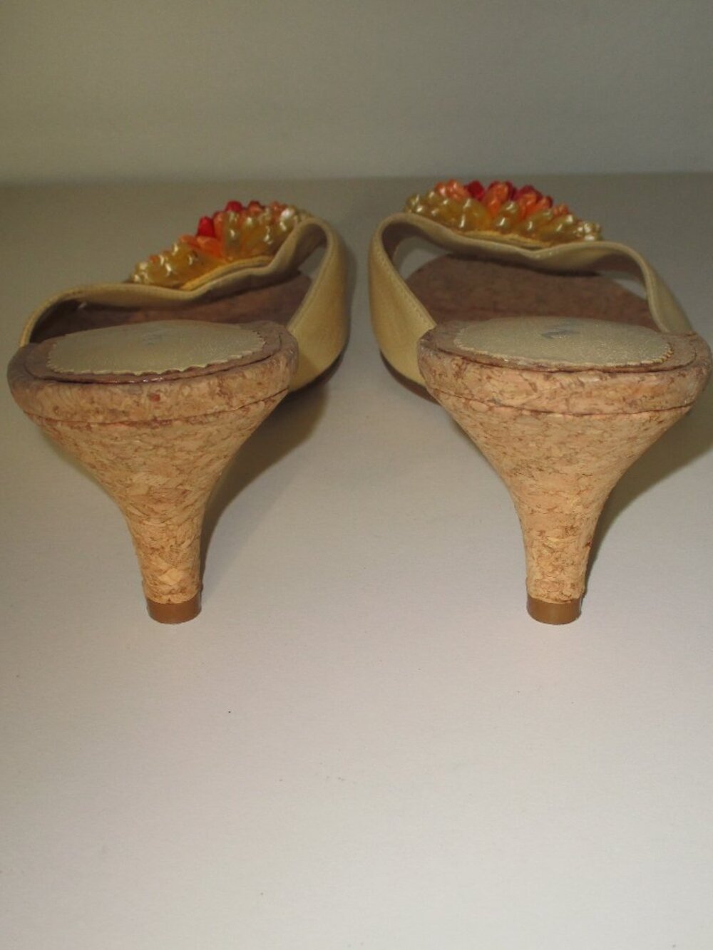 Nina Cream Slide Sandal with Orange-Red Flower Accent - Picture 8 of 8